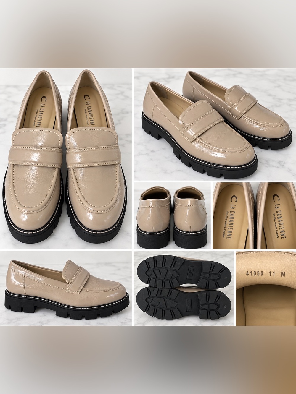 La CANADIENNE Patent Loafers in Beige